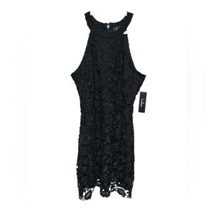 Lulu's Black Floral Crochet Mini Dress